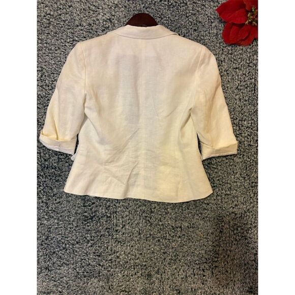 Chaps Men's White Linen Blazer Jacket Size S 2 Piece Notch Lapel - Picture 2 of 10